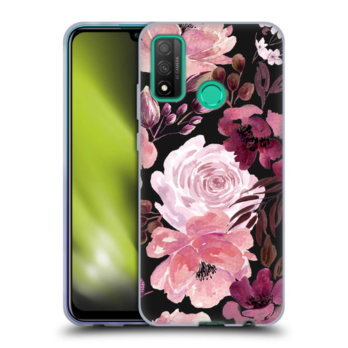 Anis Illustration Graphics Floral Chaos Dark Pink Soft Gel Case for Huawei P Smart (2020)