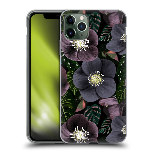 Anis Illustration Graphics Dark Flowers Soft Gel Case for Apple iPhone 11 Pro Max