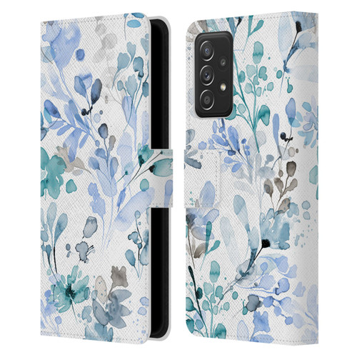 Ninola Wild Grasses Blue Plants Leather Book Wallet Case Cover For Samsung Galaxy A52 / A52s / 5G (2021)