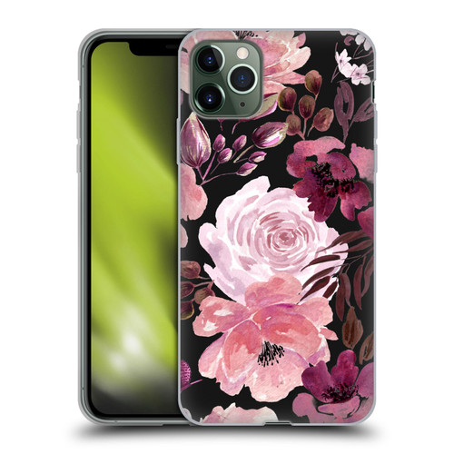 Anis Illustration Graphics Floral Chaos Dark Pink Soft Gel Case for Apple iPhone 11 Pro Max