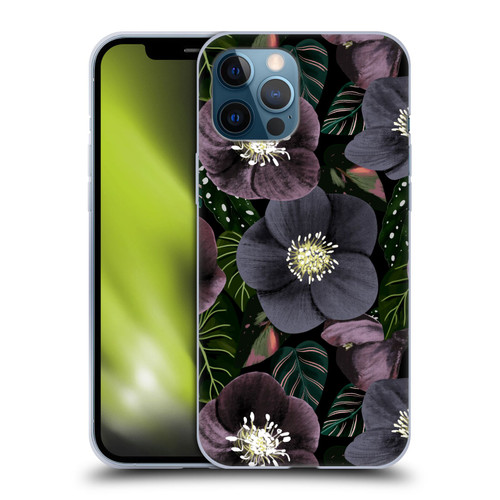 Anis Illustration Graphics Dark Flowers Soft Gel Case for Apple iPhone 12 Pro Max
