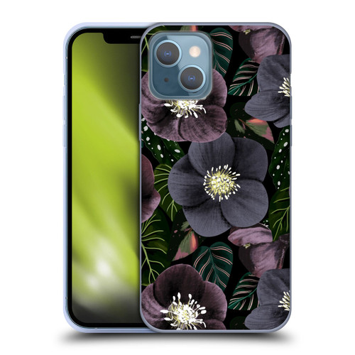 Anis Illustration Graphics Dark Flowers Soft Gel Case for Apple iPhone 13