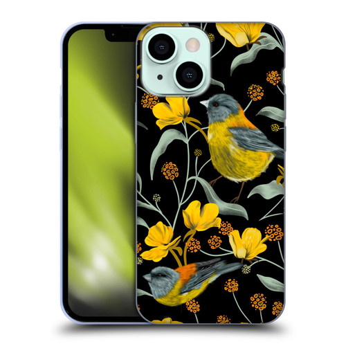 Anis Illustration Graphics Yellow Birds Soft Gel Case for Apple iPhone 13 Mini