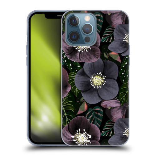 Anis Illustration Graphics Dark Flowers Soft Gel Case for Apple iPhone 13 Pro Max