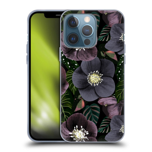Anis Illustration Graphics Dark Flowers Soft Gel Case for Apple iPhone 13 Pro
