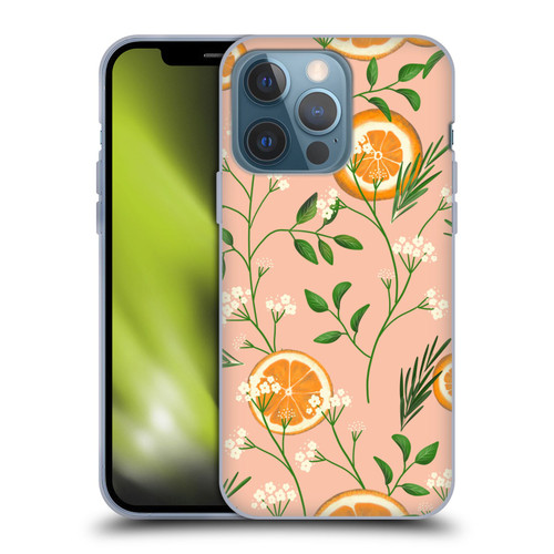 Anis Illustration Graphics Elderflower Orange Pastel Soft Gel Case for Apple iPhone 13 Pro
