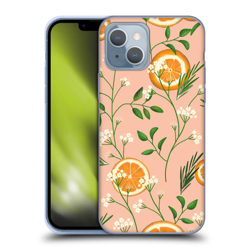 Anis Illustration Graphics Elderflower Orange Pastel Soft Gel Case for Apple iPhone 14