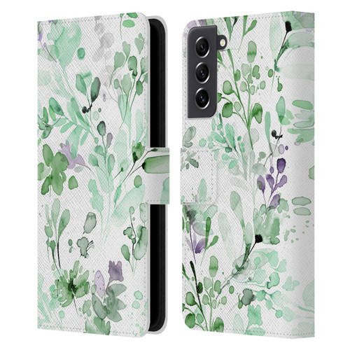 Ninola Wild Grasses Eucalyptus Plants Leather Book Wallet Case Cover For Samsung Galaxy S21 FE 5G