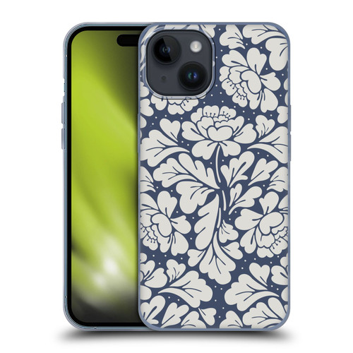 Anis Illustration Graphics Baroque Blue Soft Gel Case for Apple iPhone 15