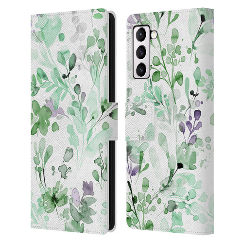 Ninola Wild Grasses Eucalyptus Plants Leather Book Wallet Case Cover For Samsung Galaxy S21+ 5G