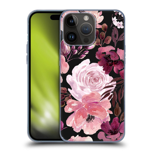Anis Illustration Graphics Floral Chaos Dark Pink Soft Gel Case for Apple iPhone 15 Pro Max