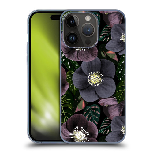 Anis Illustration Graphics Dark Flowers Soft Gel Case for Apple iPhone 15 Pro