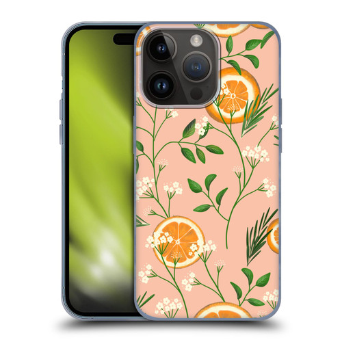 Anis Illustration Graphics Elderflower Orange Pastel Soft Gel Case for Apple iPhone 15 Pro