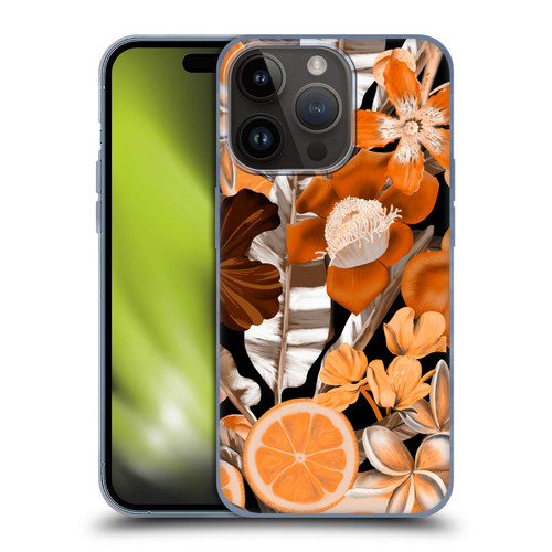 Anis Illustration Graphics Flower & Fruit Orange Soft Gel Case for Apple iPhone 15 Pro