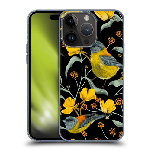 Anis Illustration Graphics Yellow Birds Soft Gel Case for Apple iPhone 15 Pro