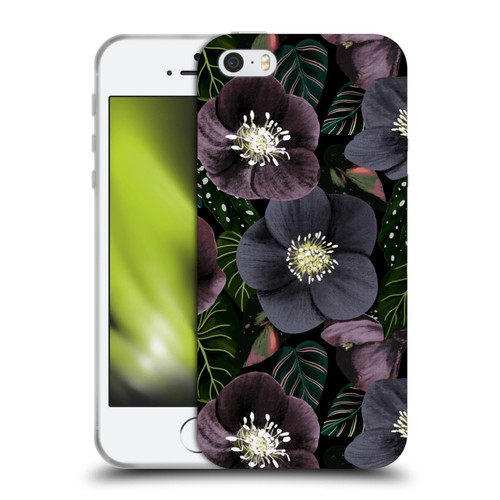 Anis Illustration Graphics Dark Flowers Soft Gel Case for Apple iPhone 5 / 5s / iPhone SE 2016