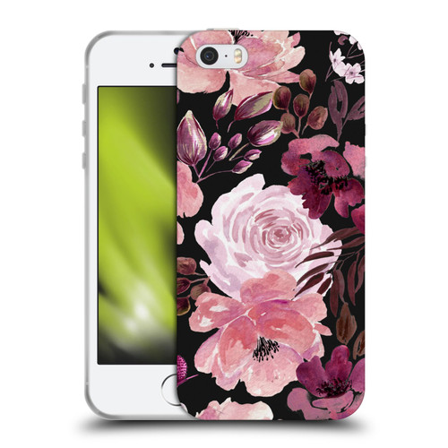 Anis Illustration Graphics Floral Chaos Dark Pink Soft Gel Case for Apple iPhone 5 / 5s / iPhone SE 2016