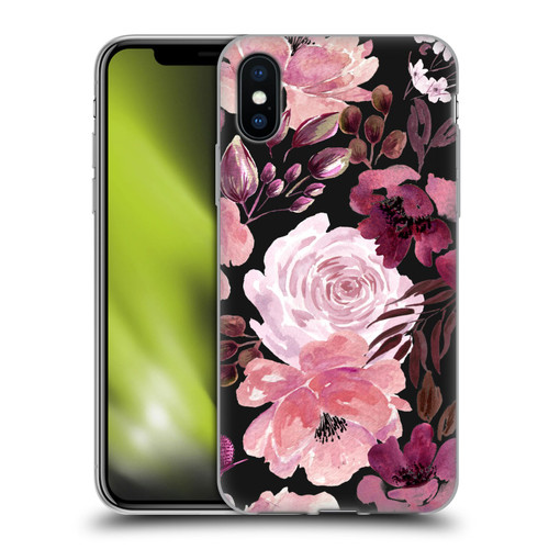 Anis Illustration Graphics Floral Chaos Dark Pink Soft Gel Case for Apple iPhone X / iPhone XS