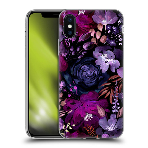 Anis Illustration Graphics Floral Chaos Purple Soft Gel Case for Apple iPhone X / iPhone XS