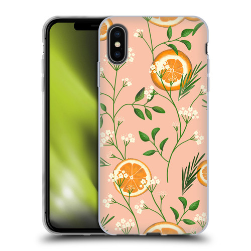 Anis Illustration Graphics Elderflower Orange Pastel Soft Gel Case for Apple iPhone XS Max