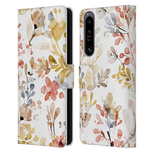 Ninola Wild Grasses Gold Plants Leather Book Wallet Case Cover For Sony Xperia 1 IV