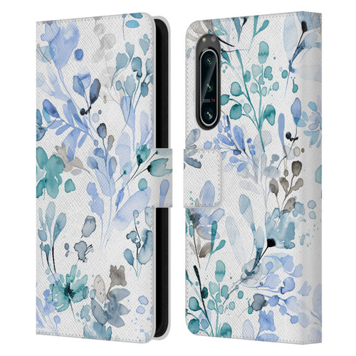 Ninola Wild Grasses Blue Plants Leather Book Wallet Case Cover For Sony Xperia 5 IV