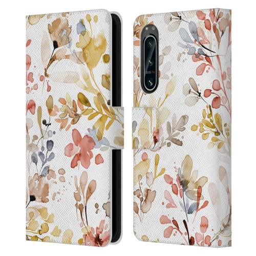 Ninola Wild Grasses Gold Plants Leather Book Wallet Case Cover For Sony Xperia 5 IV