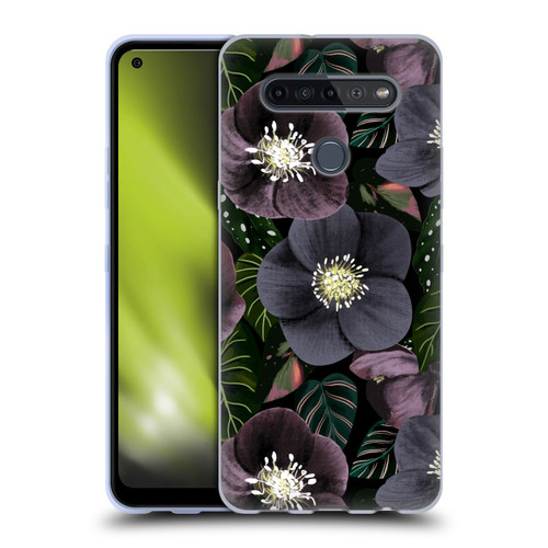 Anis Illustration Graphics Dark Flowers Soft Gel Case for LG K51S