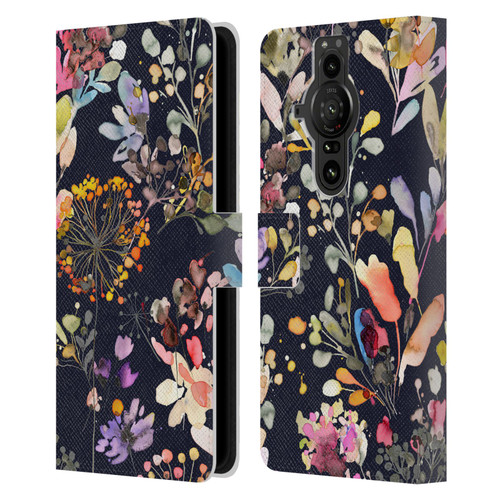 Ninola Wild Grasses Black Leather Book Wallet Case Cover For Sony Xperia Pro-I
