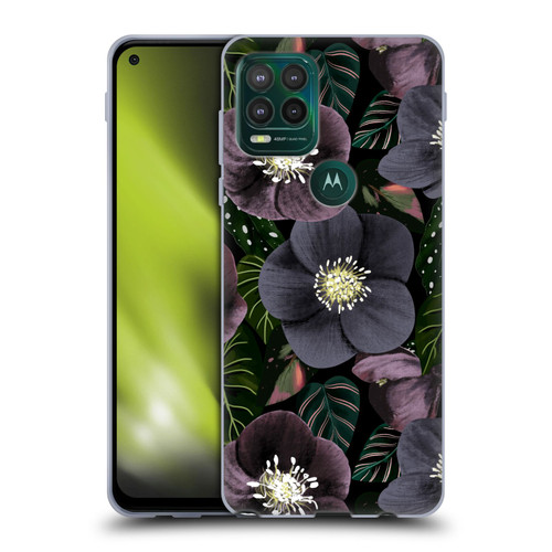 Anis Illustration Graphics Dark Flowers Soft Gel Case for Motorola Moto G Stylus 5G 2021