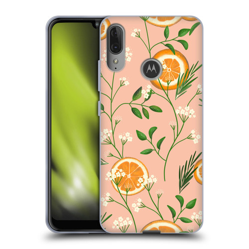 Anis Illustration Graphics Elderflower Orange Pastel Soft Gel Case for Motorola Moto E6 Plus