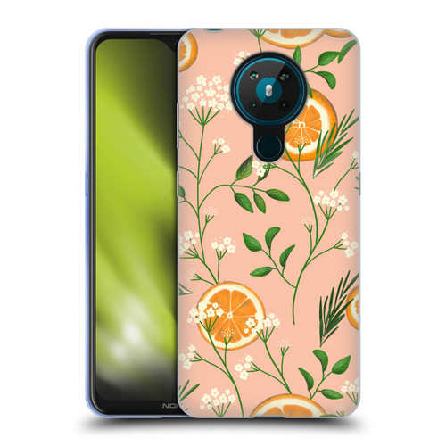 Anis Illustration Graphics Elderflower Orange Pastel Soft Gel Case for Nokia 5.3