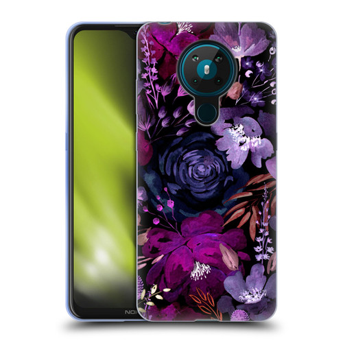 Anis Illustration Graphics Floral Chaos Purple Soft Gel Case for Nokia 5.3