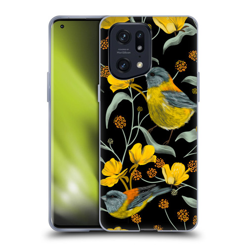 Anis Illustration Graphics Yellow Birds Soft Gel Case for OPPO Find X5 Pro