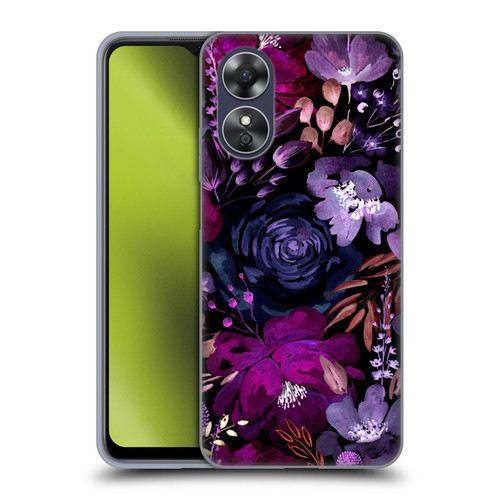 Anis Illustration Graphics Floral Chaos Purple Soft Gel Case for OPPO A17