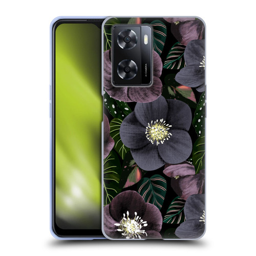 Anis Illustration Graphics Dark Flowers Soft Gel Case for OPPO A57s