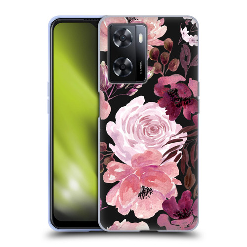 Anis Illustration Graphics Floral Chaos Dark Pink Soft Gel Case for OPPO A57s