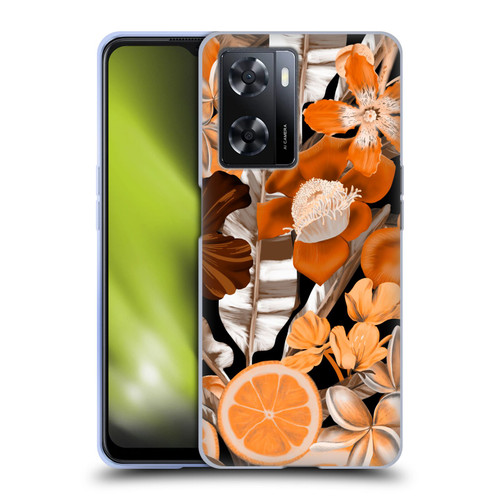 Anis Illustration Graphics Flower & Fruit Orange Soft Gel Case for OPPO A57s