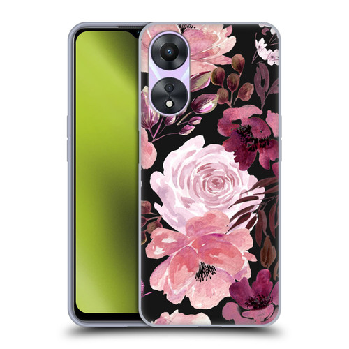 Anis Illustration Graphics Floral Chaos Dark Pink Soft Gel Case for OPPO A78 5G