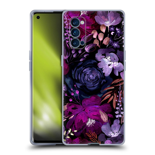Anis Illustration Graphics Floral Chaos Purple Soft Gel Case for OPPO Reno 4 Pro 5G