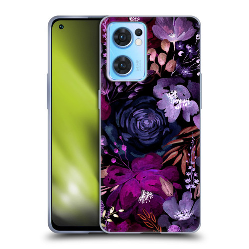 Anis Illustration Graphics Floral Chaos Purple Soft Gel Case for OPPO Reno7 5G / Find X5 Lite