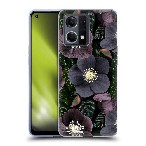 Anis Illustration Graphics Dark Flowers Soft Gel Case for OPPO Reno8 4G