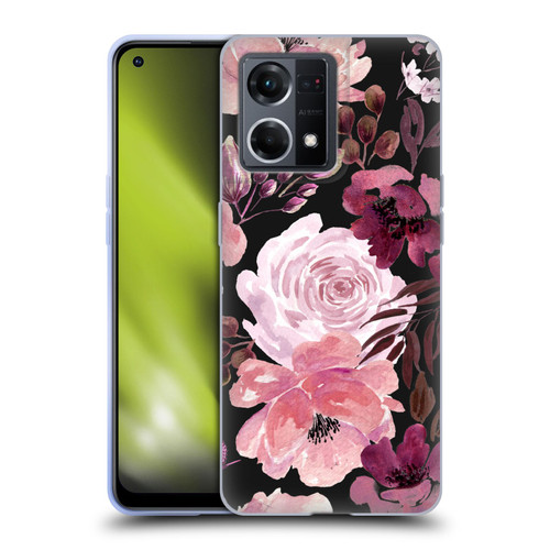 Anis Illustration Graphics Floral Chaos Dark Pink Soft Gel Case for OPPO Reno8 4G