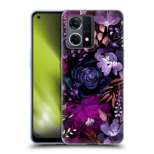Anis Illustration Graphics Floral Chaos Purple Soft Gel Case for OPPO Reno8 4G
