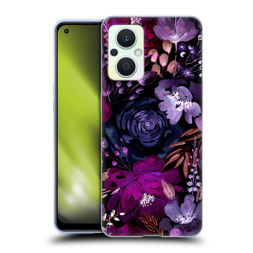 Anis Illustration Graphics Floral Chaos Purple Soft Gel Case for OPPO Reno8 Lite