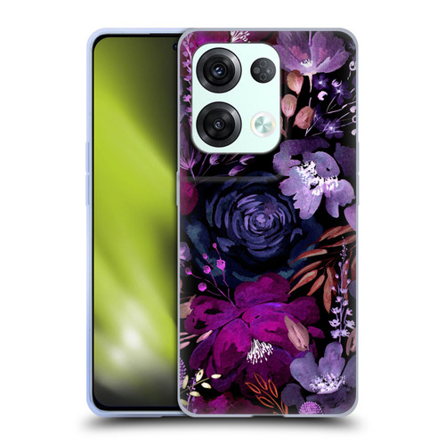 Anis Illustration Graphics Floral Chaos Purple Soft Gel Case for OPPO Reno8 Pro