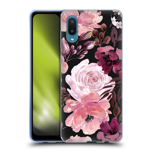 Anis Illustration Graphics Floral Chaos Dark Pink Soft Gel Case for Samsung Galaxy A02/M02 (2021)