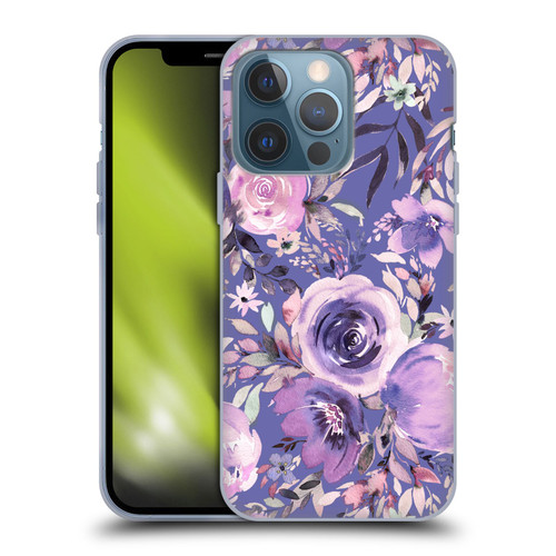 Ninola Lilac Floral Pastel Peony Roses Soft Gel Case for Apple iPhone 13 Pro
