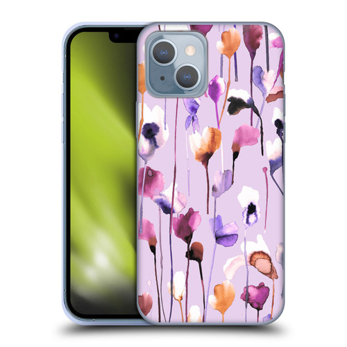 Ninola Lilac Floral Watery Flowers Purple Soft Gel Case for Apple iPhone 14