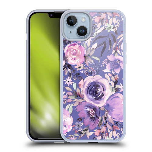 Ninola Lilac Floral Pastel Peony Roses Soft Gel Case for Apple iPhone 14 Plus
